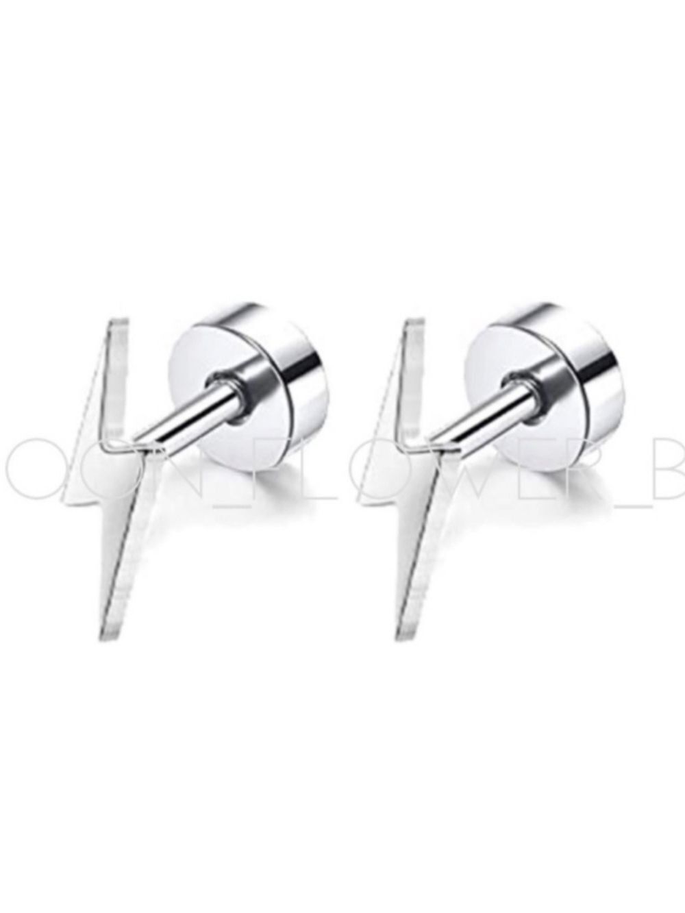 Tiny Silver Lightning Bolt Flat Back Earrings